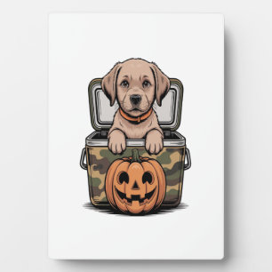 Plaque Photo Chien Labrador Brun Halloween Effrayant