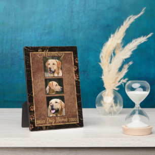 Plaque Photo Chien Mémoire Marbre Rustique Gold Keepsaké