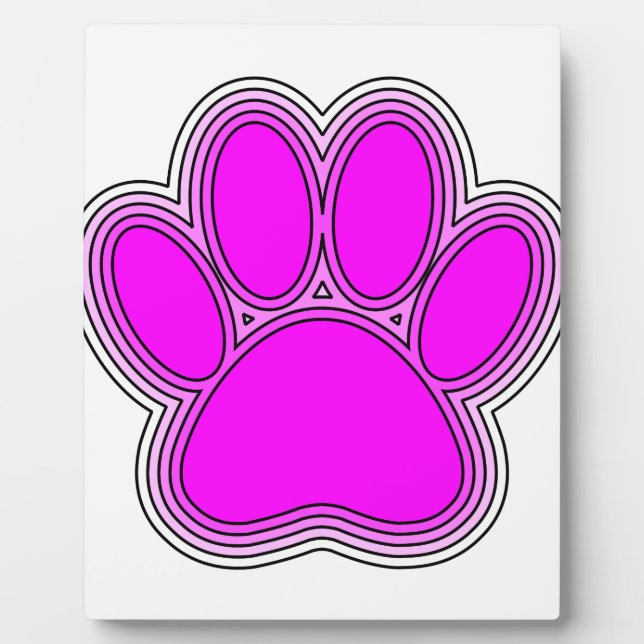 Plaque Photo Chien Paw En Rose Avec Des Contours (Devant)