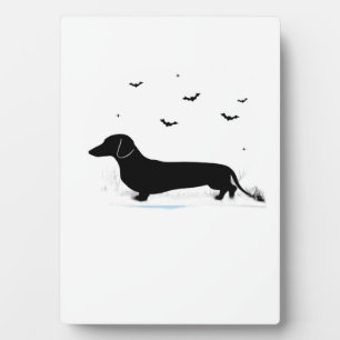 Plaque Photo Chien teckel Halloween Lune Silhouette Classique