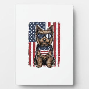 Plaque Photo Chien Terrier Patriotique Dessin Vectoriel Drapeau