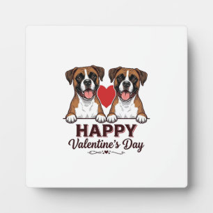 Plaque Photo Chiens Boxer Joyeuse Saint-Valentin Vintage