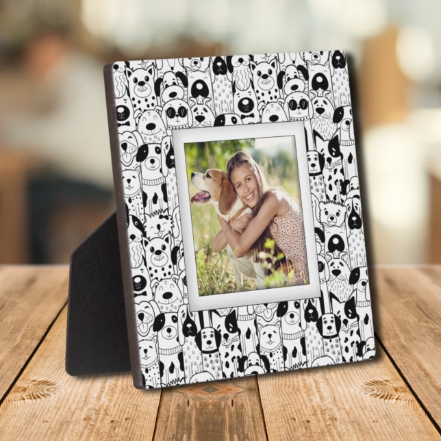 Plaque Photo Chiens Motif sans cadre Photo Easel Retour (Dogs Pattern Frameless Photo Easel Back Plaque)