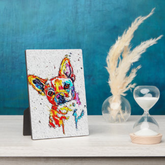 Plaque Photo Chihuahua Chien Aquarelle Portrait coloré