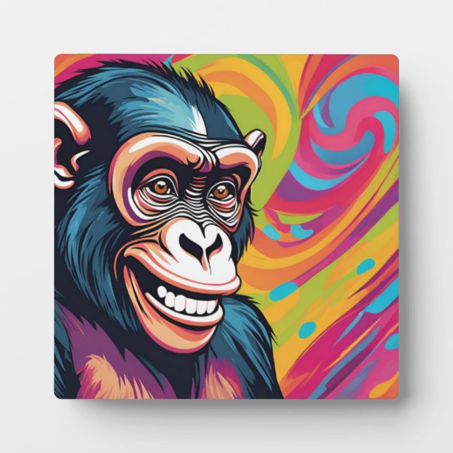 Plaque Photo Chimpanzé fou mignon (Devant)