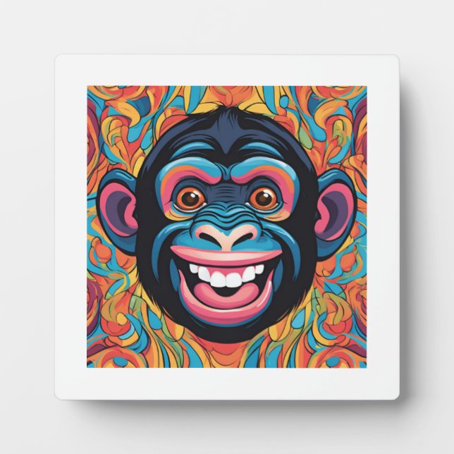 Plaque Photo Chimpanzé fou mignon (Devant)