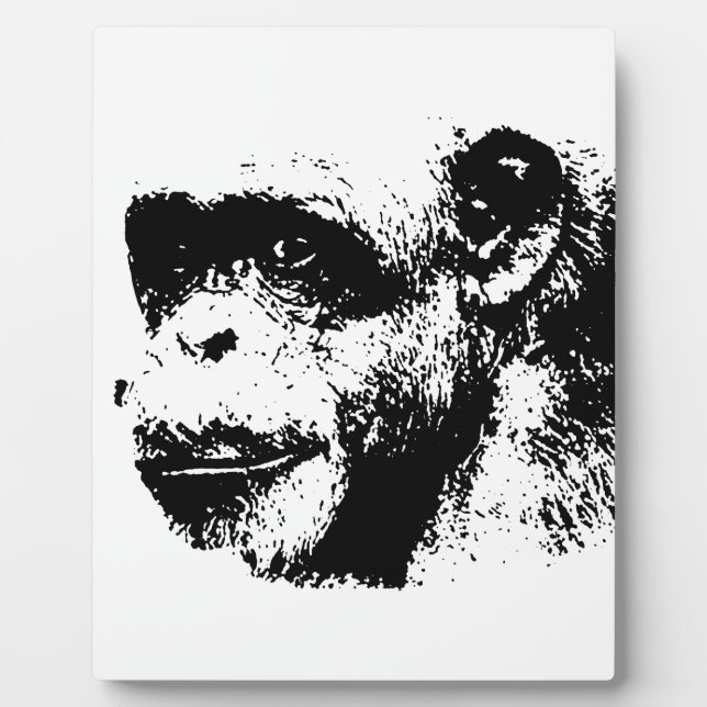Plaque Photo Chimpanzé noir et blanc (Devant)