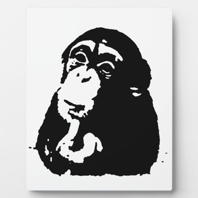 Plaque Photo Chimpanzé Pop Art Thinking (Devant)