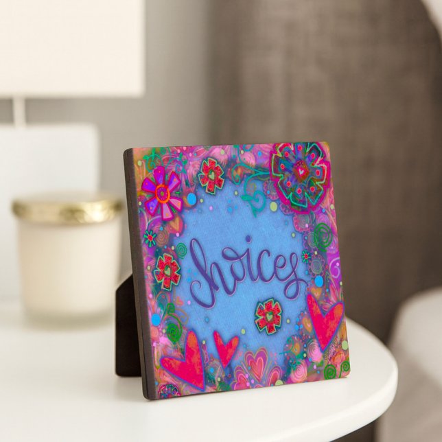 Plaque Photo Choix amusant Ado Coeurs Fleurs Fille (Créateur téléchargé)