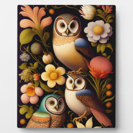 Plaque Photo Chouettes et fleurs | Tabletop Haeckel moderne