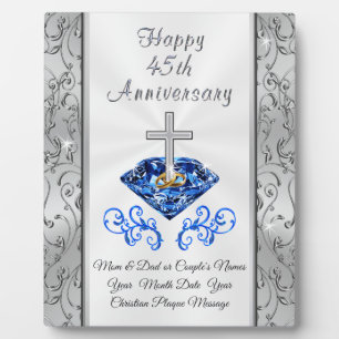 Plaque Photo Christian Cadeau du 45 ans pour les parents