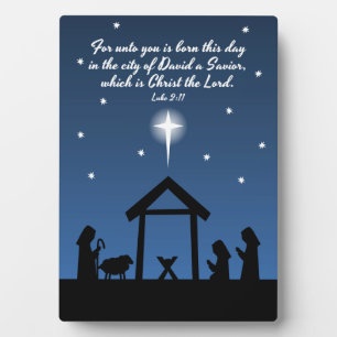 Plaque Photo Christian Christmas Nativité Scène Design / Verse