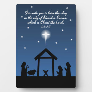 Plaque Photo Christian Christmas Nativité Scène Design / Verse