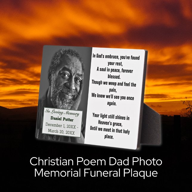 Plaque Photo Christian Poem Papa Photo Funérailles commémorativ (Christian Poem Dad Photo Memorial Funeral Plaque Keepsake)