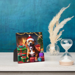 Plaque Photo Christmas Staffordshire Bull Terrier