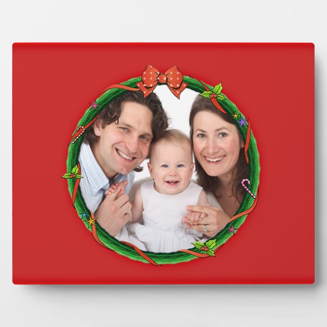 Plaque Photo Christmas Wreath Ajouter Votre Photo & Arrière - p (Devant)