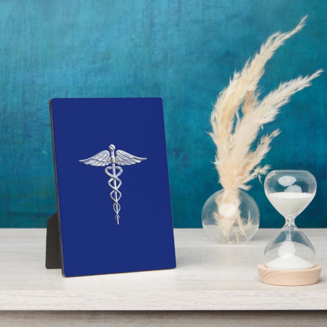 Plaque Photo Chrome Comme Caduceus Symbole Médicale Marine Déco (Côté)