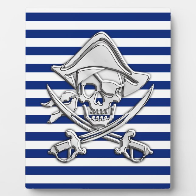 Plaque Photo Chrome comme Pirate sur les rayures de marine (Devant)