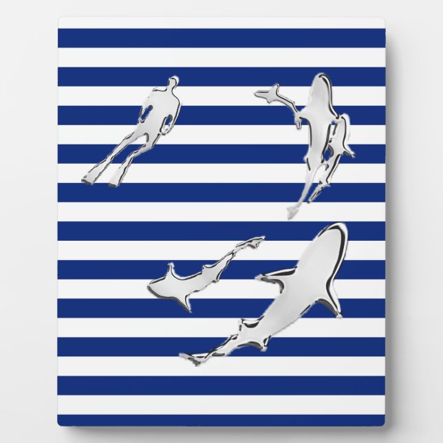 Plaque Photo Chrome Comme Plongeur et requins sur les rayures n (Devant)