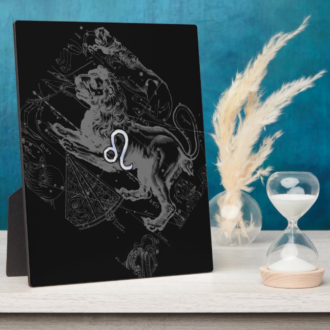 Plaque Photo Chrome Style Leo Zodiac Carte Hevelius 1690 (Côté)