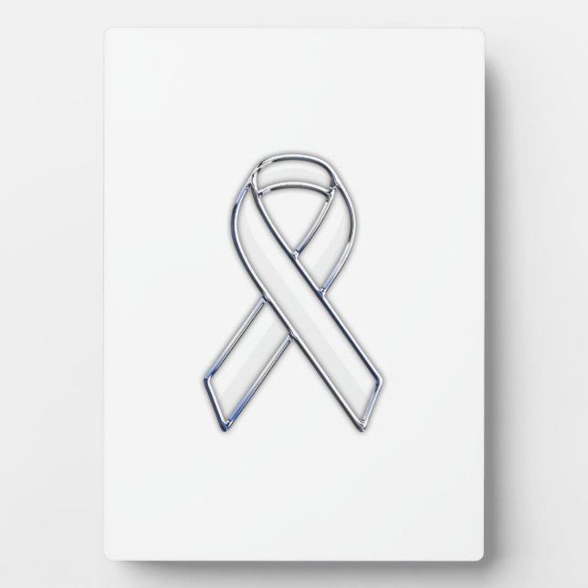 Plaque Photo Chrome Style White Ribbon Awareness (Devant)