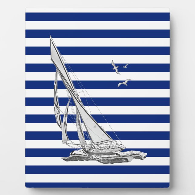 Plaque Photo Chrome voile sur les bandes marines (Devant)