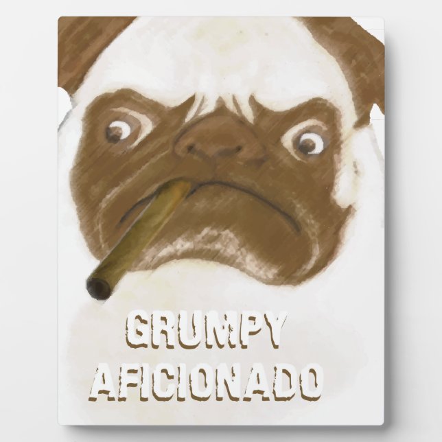 Plaque Photo Cigar à puggy Grumpy AFICIONADO personnalisé (Devant)