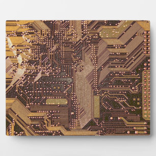 Plaque Photo Circuit imprimé cybernétique doré, technologie, ar