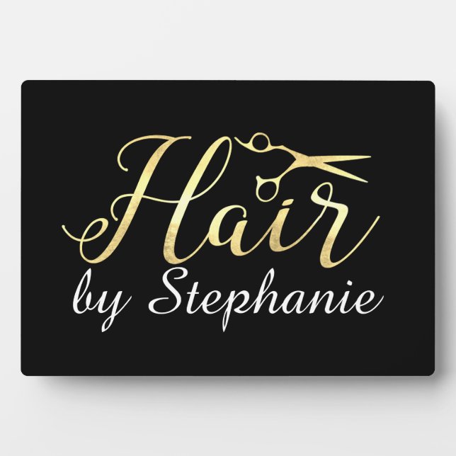 Plaque Photo Ciseaux en or Scissors Coiffeur Salon de Coiffure (Devant)
