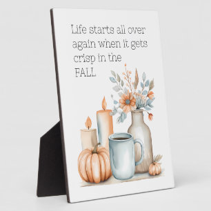 Plaque Photo Citation Automne Citrouille Coffee Fleur Chandelle