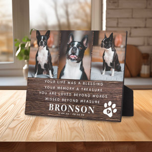 Plaque Photo Citation commémorative Rustic Pet Loss & Collage p
