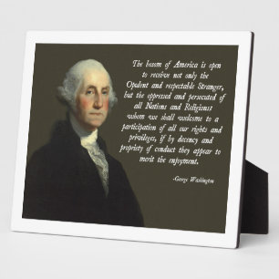 Plaque Photo Citation de George Washington Immigration