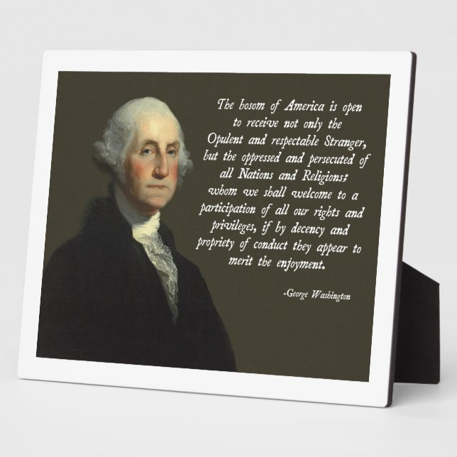 Plaque Photo Citation de George Washington Immigration (Côté)