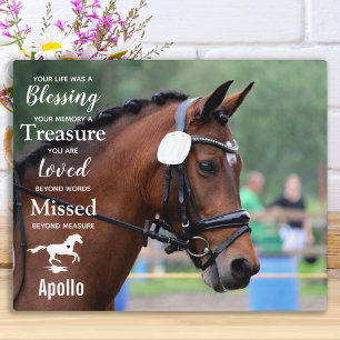 Plaque Photo Citation de sympathie pour la perte d'un cheval -