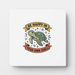 Plaque Photo Citation de Tortue Heureuse Dessin de Gravure Vint