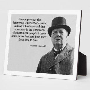 Plaque Photo Citation de Winston Churchill Democracy
