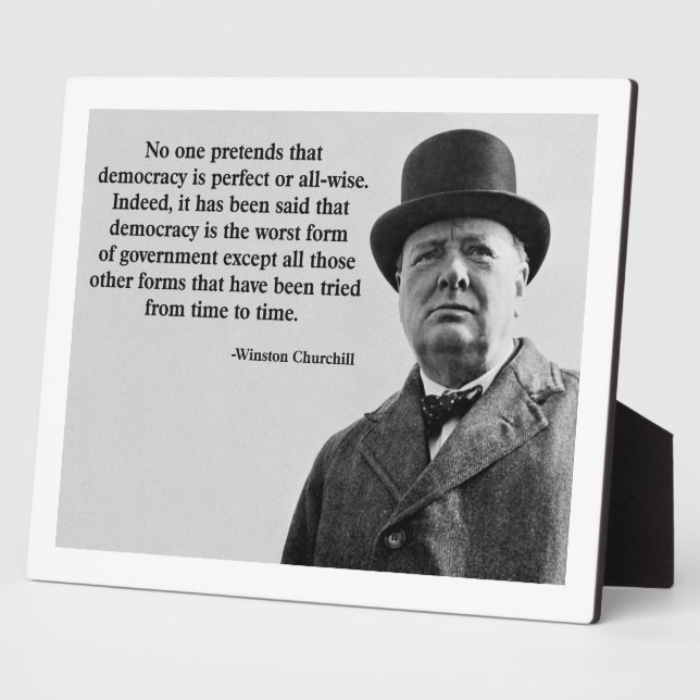 Plaque Photo Citation de Winston Churchill Democracy (Côté)