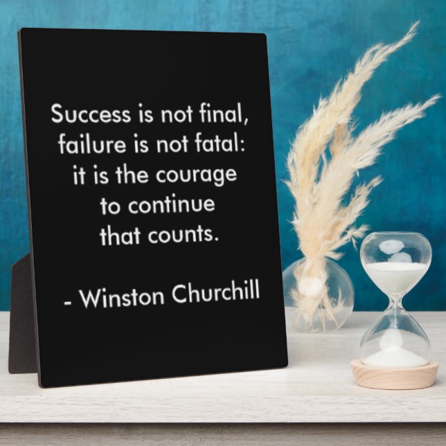Plaque Photo Citation de Winston Churchill ; succès (Côté)