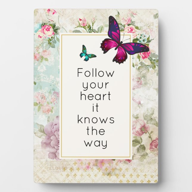 Plaque Photo Citation inspirante avec de jolies papillons (Devant)