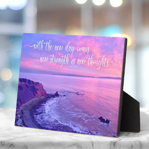 Plaque Photo Citation inspirante de Purple Pink Ocean Sunset