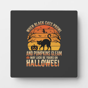 Plaque Photo Citrouille Chat Noir Halloween Design Vectoriel