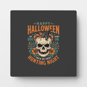 Plaque Photo Citrouille Crâne Halloween Chasse Nuit Design_1