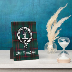 Plaque Photo Clan Davidson Crest Badge et Tartan Tabletop