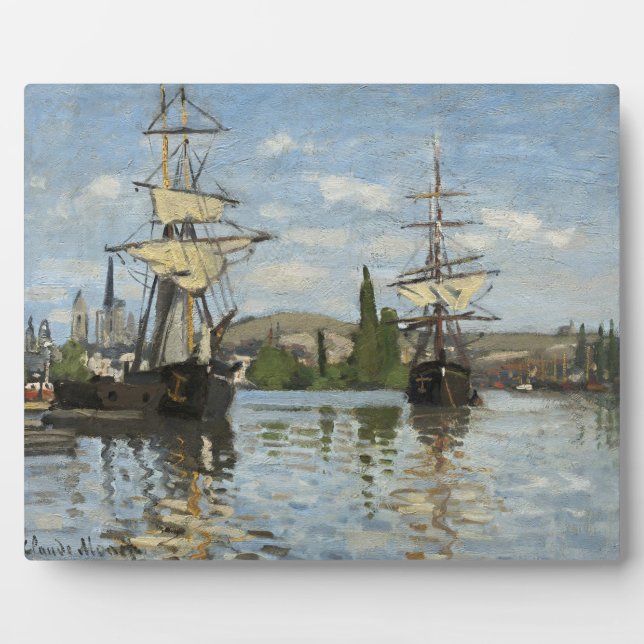 Plaque Photo Claude Monet Ships on the Seine River Travel Art (Devant)