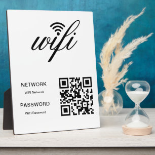 Plaque Photo Code QR de réseau WiFi personnalisé avec marque Bl