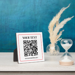 Plaque Photo Code QR simple noir et blanc avec bordure rouge