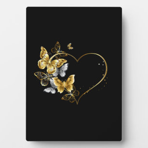 Plaque Photo Coeur aux papillons d'or