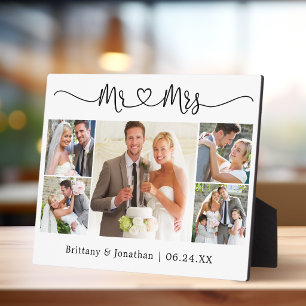 Plaque Photo Cœur de calligraphie M. et Mme Mariage 5 Photo
