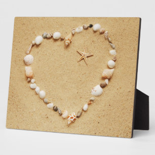Plaque Photo Coeur de coquillages avec Starfish