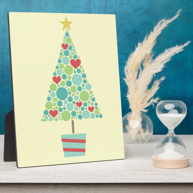Plaque Photo Coeurs mignons pastel moderne sapin de Noël (Côté)